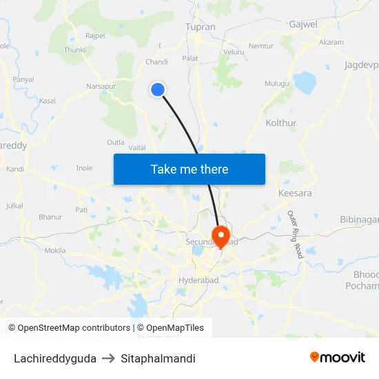 Lachireddyguda to Sitaphalmandi map