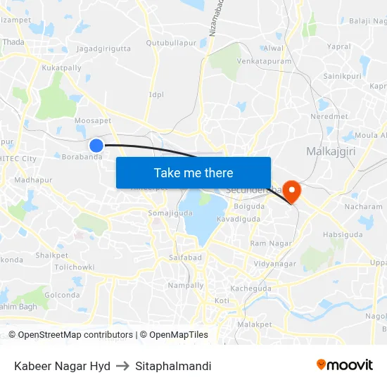 Kabeer Nagar Hyd to Sitaphalmandi map