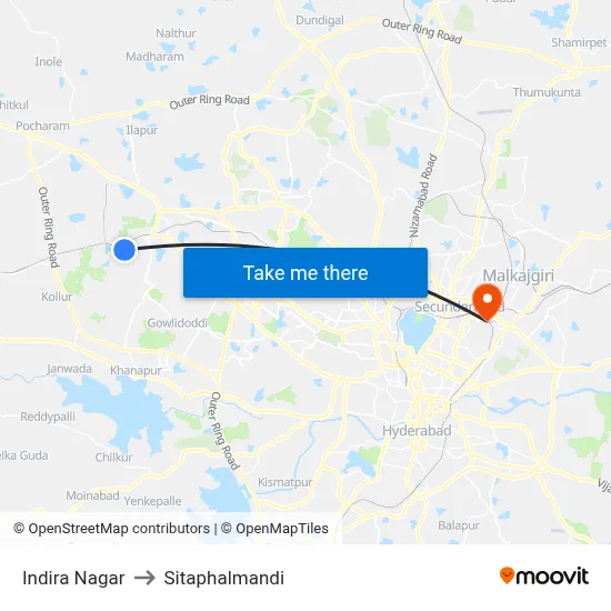 Indira Nagar to Sitaphalmandi map