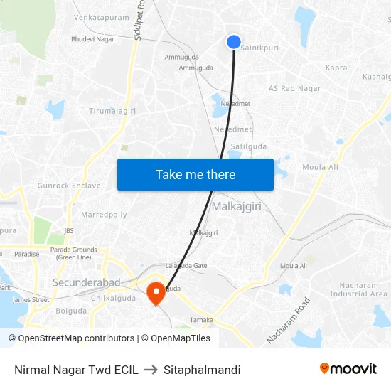 Nirmal Nagar Twd ECIL to Sitaphalmandi map