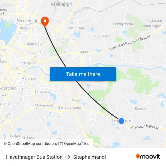 Hayathnagar Bus Station to Sitaphalmandi map