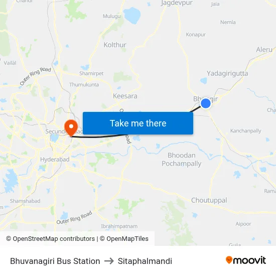 Bhuvanagiri Bus Station to Sitaphalmandi map