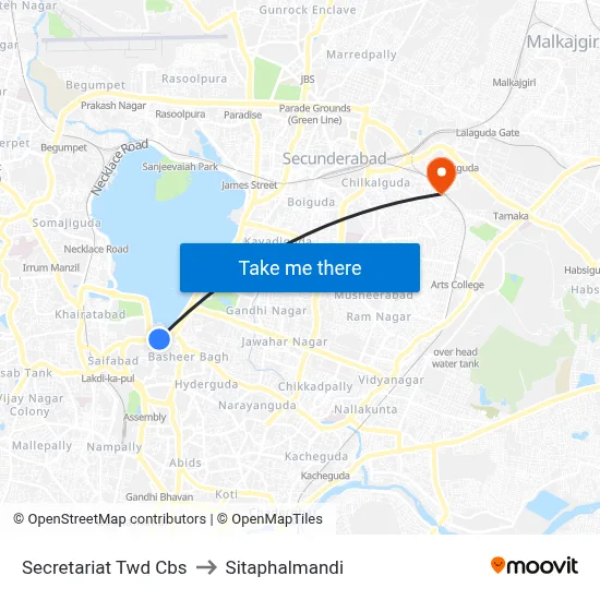 Secretariat Twd Cbs to Sitaphalmandi map