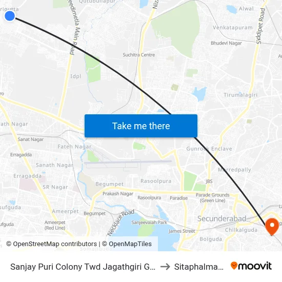 Sanjay Puri Colony Twd Jagathgiri Gutta to Sitaphalmandi map
