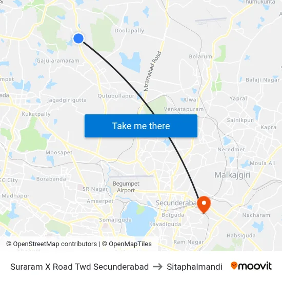 Suraram X Road Twd Secunderabad to Sitaphalmandi map