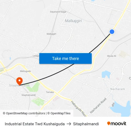 Industrial Estate Twd Kushaiguda to Sitaphalmandi map
