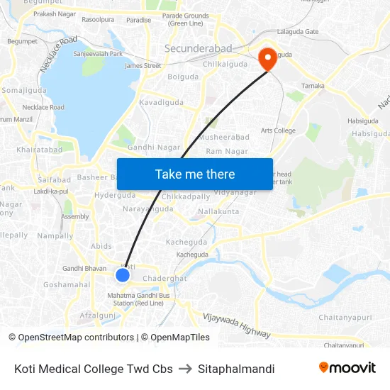 Koti Medical College Twd Cbs to Sitaphalmandi map