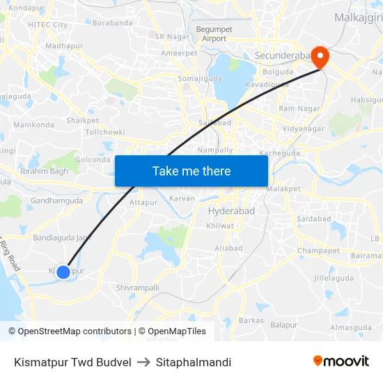 Kismatpur Twd Budvel to Sitaphalmandi map