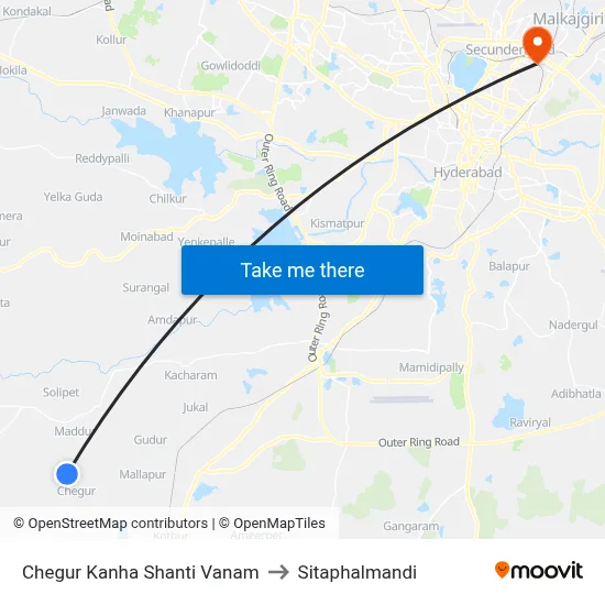 Chegur Kanha Shanti Vanam to Sitaphalmandi map