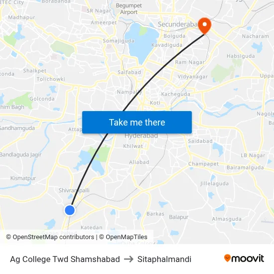 Ag College Twd Shamshabad to Sitaphalmandi map