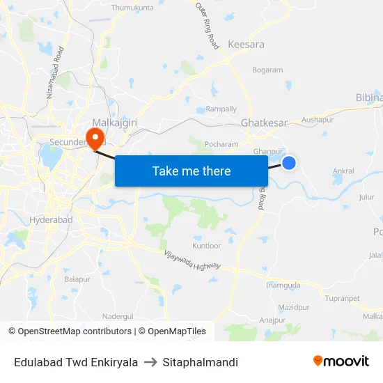 Edulabad Twd Enkiryala to Sitaphalmandi map