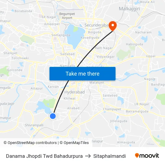 Danama Jhopdi Twd Bahadurpura to Sitaphalmandi map