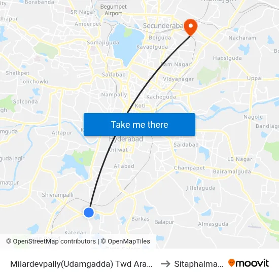 Milardevpally(Udamgadda) Twd Aramgarh to Sitaphalmandi map