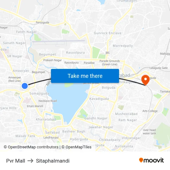 Pvr Mall to Sitaphalmandi map