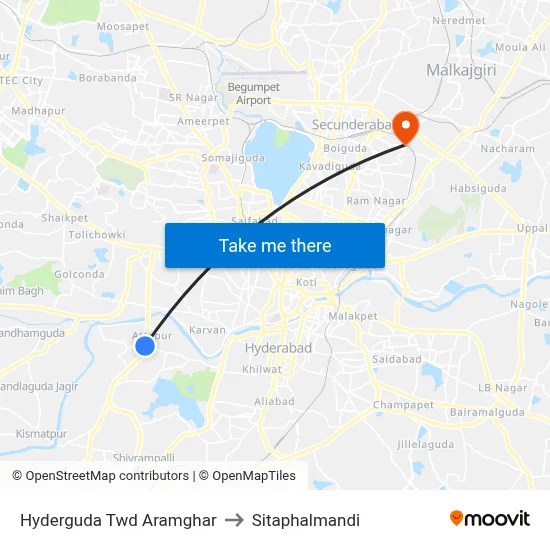 Hyderguda Twd Aramghar to Sitaphalmandi map