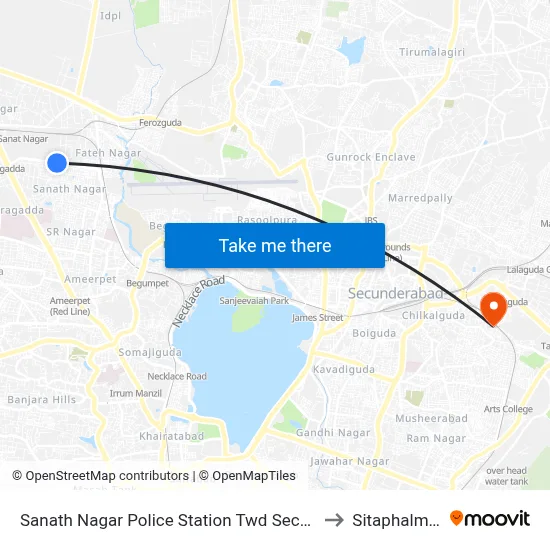 Sanath Nagar Police Station Twd Secunderabad to Sitaphalmandi map