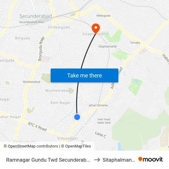 Ramnagar Gundu Twd Secunderabad to Sitaphalmandi map