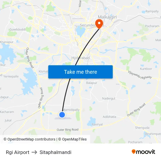 Rgi Airport to Sitaphalmandi map