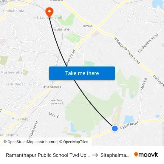Ramanthapur  Public School Twd Uppal to Sitaphalmandi map