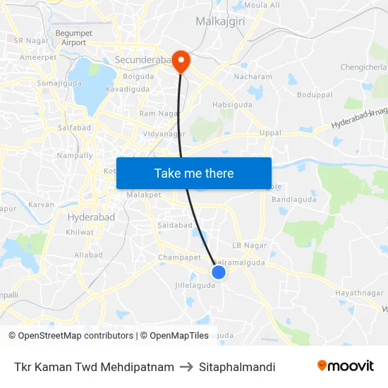 Tkr Kaman Twd Mehdipatnam to Sitaphalmandi map
