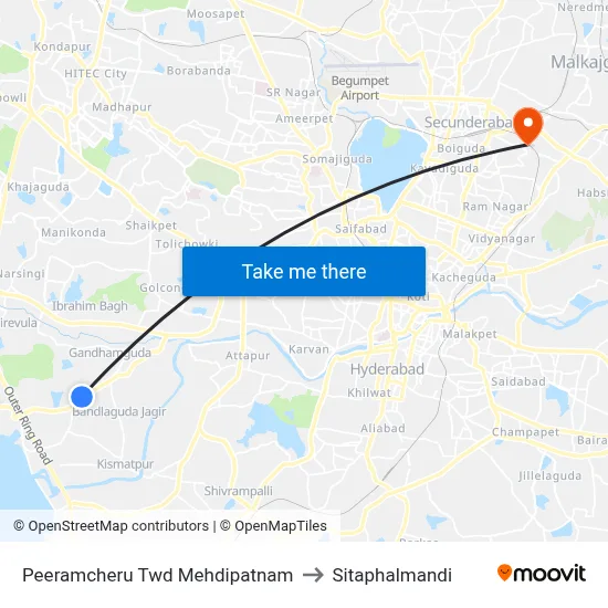 Peeramcheru Twd Mehdipatnam to Sitaphalmandi map