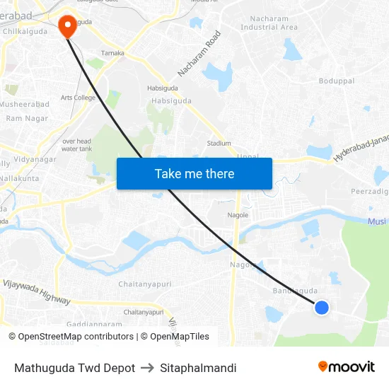 Mathuguda Twd Depot to Sitaphalmandi map