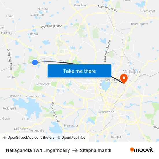 Nallagandla Twd Lingampally to Sitaphalmandi map