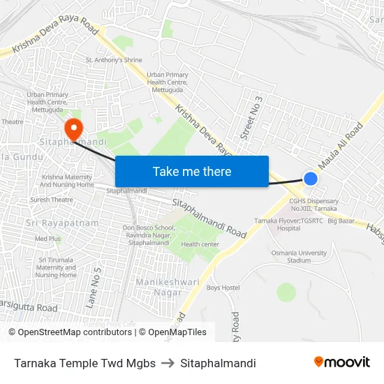 Tarnaka Temple Twd Mgbs to Sitaphalmandi map