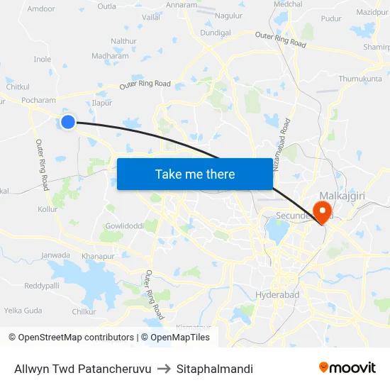 Allwyn Twd Patancheruvu to Sitaphalmandi map
