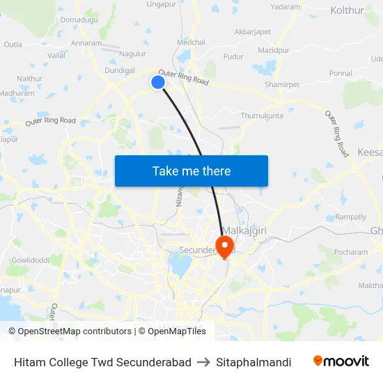 Hitam College Twd Secunderabad to Sitaphalmandi map