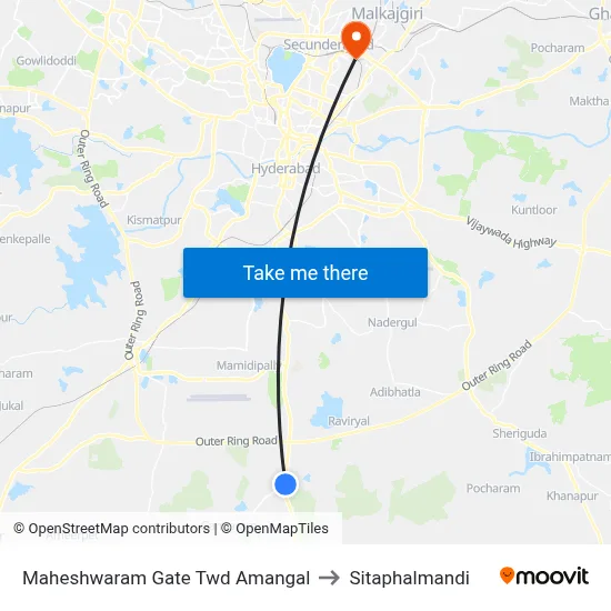 Maheshwaram Gate Twd Amangal to Sitaphalmandi map