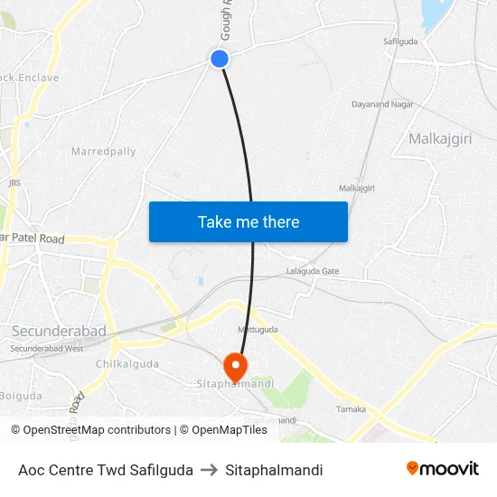 Aoc Centre Twd Safilguda to Sitaphalmandi map