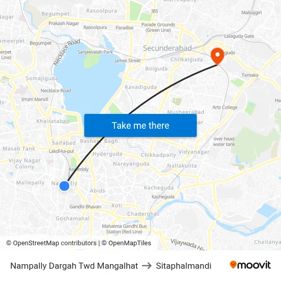 Nampally Dargah Twd Mangalhat to Sitaphalmandi map