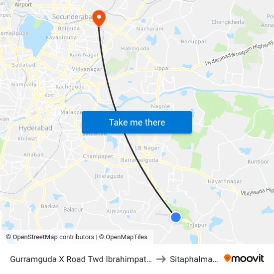 Gurramguda X Road Twd Ibrahimpatnam to Sitaphalmandi map