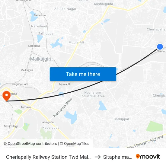 Cherlapally Railway Station Twd Mallapur to Sitaphalmandi map