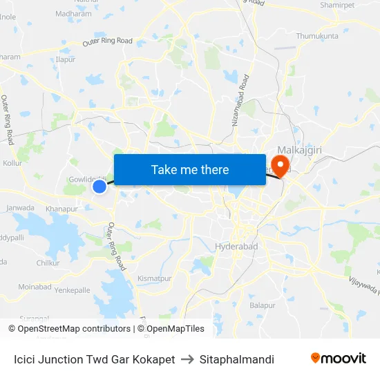 Icici Junction Twd Gar Kokapet to Sitaphalmandi map