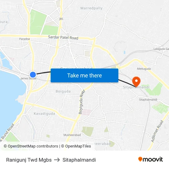 Ranigunj Twd Mgbs to Sitaphalmandi map