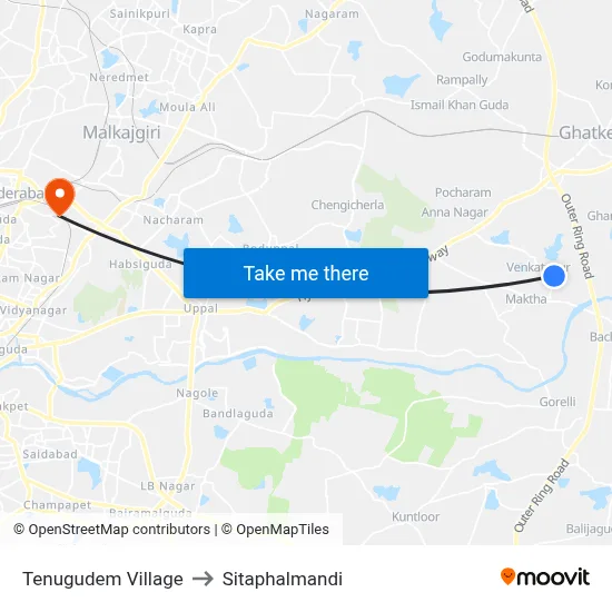 Tenugudem Village to Sitaphalmandi map