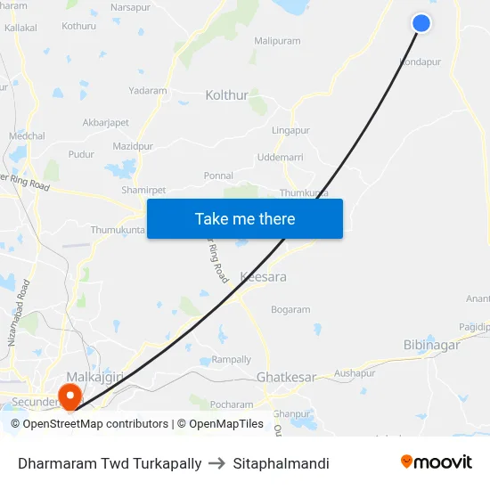 Dharmaram Twd Turkapally to Sitaphalmandi map