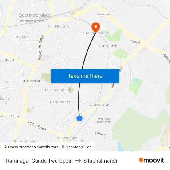 Ramnagar Gundu Twd Uppal to Sitaphalmandi map