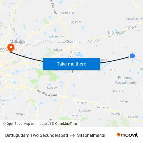 Battugudam Twd Secunderabad to Sitaphalmandi map