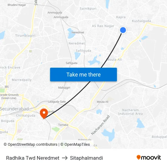 Radhika Twd Neredmet to Sitaphalmandi map