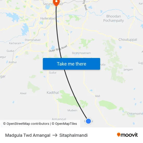 Madgula Twd Amangal to Sitaphalmandi map