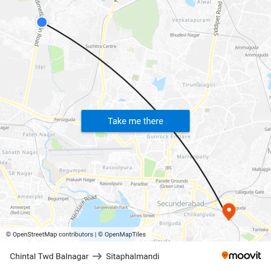Chintal Twd Balnagar to Sitaphalmandi map