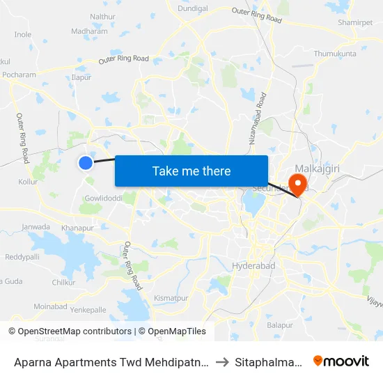 Aparna Apartments Twd Mehdipatnam to Sitaphalmandi map