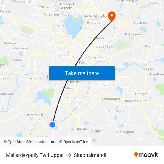 Mailardevpally Twd Uppal to Sitaphalmandi map