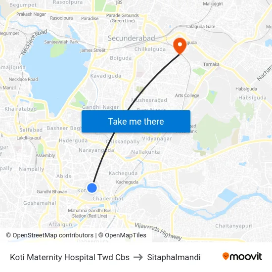 Koti Maternity Hospital Twd Cbs to Sitaphalmandi map