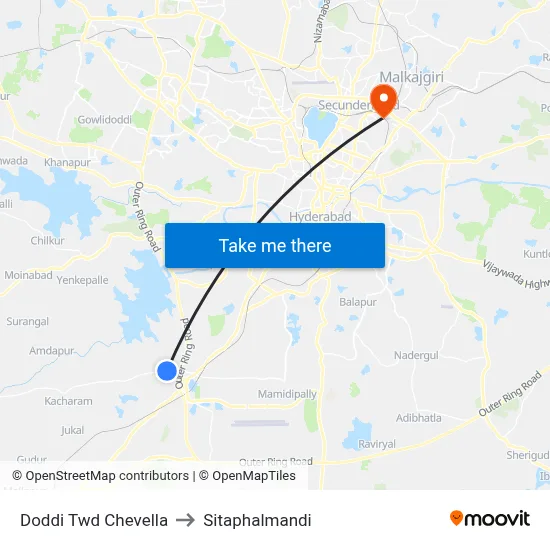 Doddi Twd Chevella to Sitaphalmandi map