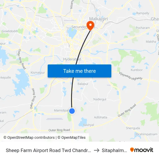 Sheep Farm Airport Road Twd Chandrayangutta to Sitaphalmandi map