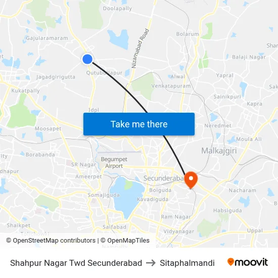 Shahpur Nagar Twd Secunderabad to Sitaphalmandi map